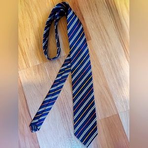 Barberini Roma 100% Silk Mens Striped Necktie Blue Red Orange White